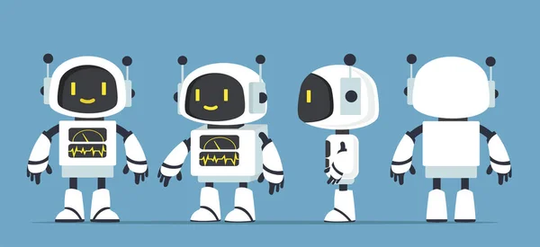 Şirin beyaz robotlar karakter kümesi vektörü