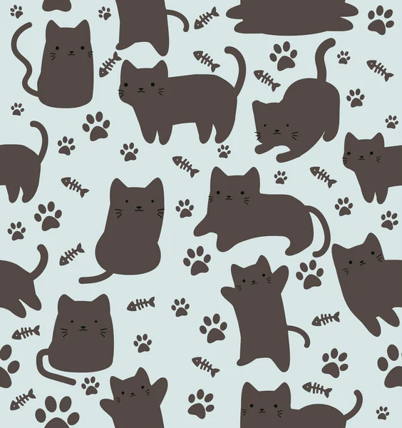 Kreslené Kočky Čmáranice Odlišném Stylu Bezešvé Vzor — Stockový vektor
