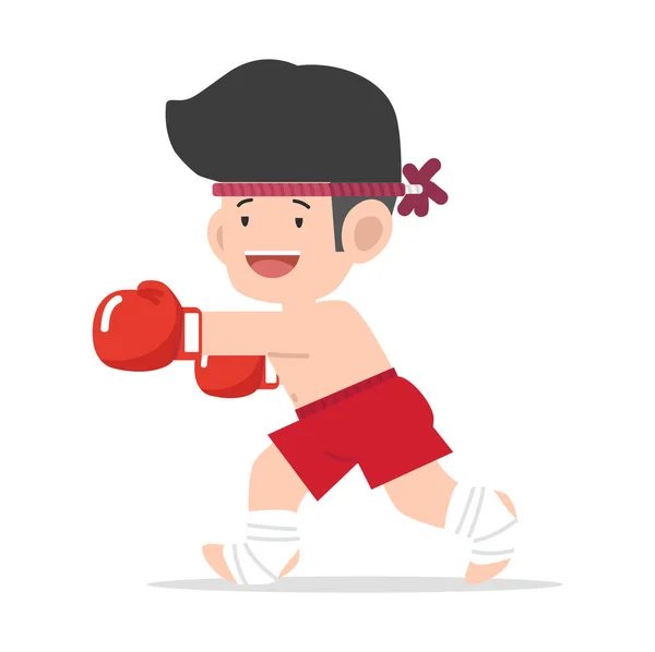 Niedliche Karikatur Muay Thai Boxer — Stockvektor