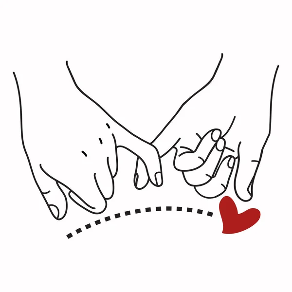 Pinky Promise Περίγραμμα Κόκκινο Διάνυσμα Σύμβολο Καρδιά — Διανυσματικό Αρχείο