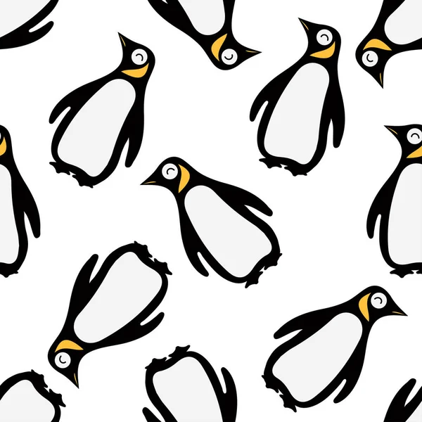 Leuke Pinguïn Cartoon Naadloos Patroon — Stockvector