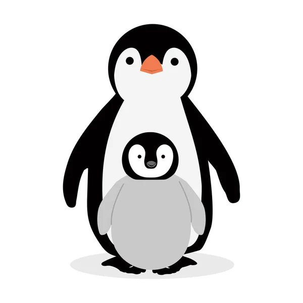 可愛いですペンギンとともにひよこ漫画 — ストックベクタ