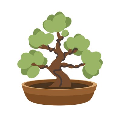 Dekoratif bir kaptaki titizlikle şekillendirilmiş bonsai ağacı sabrı, sanatsallığı ve ahengi sembolize eder. İç dekorasyon ve botanik çizimler için mükemmeldir..