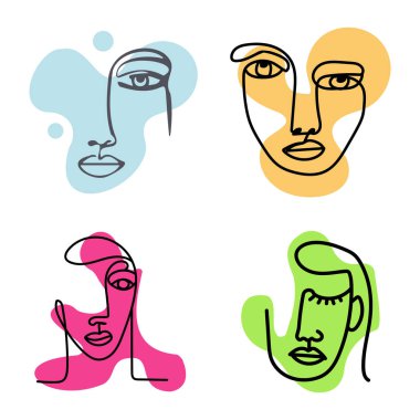 Yumuşak yeşil tonlarda vurgulanmış, tasarım, marka ve dekor için modern ve rahatlatıcı bir estetik sunan, düz çizgi sanatıyla yaratılmış asgari soyut bir yüz..