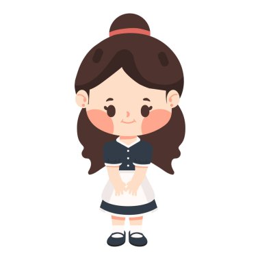 Üniformalı bir hizmetçi arkadaşça ve gayretli bir tavırla temizlik görevlerini yerine getirir. Oda temizliğine, servise ya da iç temalı yaratıcı tasarımlara uygundur..