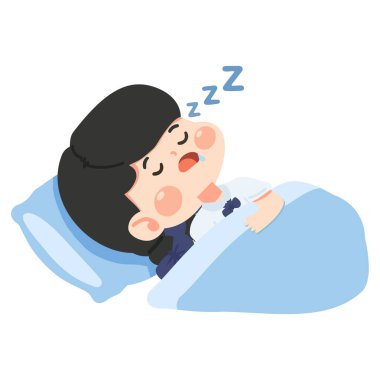 Yatakta rahat uyuyan sakin kız dinlenmeyi, rahatlamayı ve sağlıklı uyku alışkanlıklarını temsil ediyor. Sağlık temaları, uyku zamanı içeriği, sağlık, yaşam tarzı ve aile görselleri için ideal.