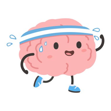 Aktif hareket yoluyla zihinsel sağlığı temsil eden eğlenceli bir karakter motivasyon enerjisini sağlıklı alışkanlıkları eğitim uygunluğu kavramını ve pozitif yaşam tarzı mesajını temsil eder.