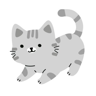 Sevimli çizgili bir kedi karakteri arkadaş canlısı, neşeli ruh hali yumuşak renkler ve evcil hayvan temalı yaratıcı tasarımlar için ideal kişilikler sergiliyor.