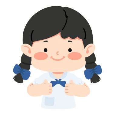 Mutlu çocuk onaylama ve olumlu duygu hareketi gösteriyor.