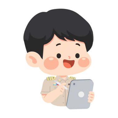 Erkek eğitimci modern eğitim için dijital aygıt kullanıyor