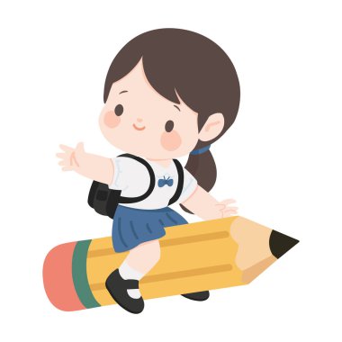 Mutlu çocuk uzun bir çizim eşyasının üzerinde oturuyor enerjik bir ruh hali ve yaratıcı bir stili var.