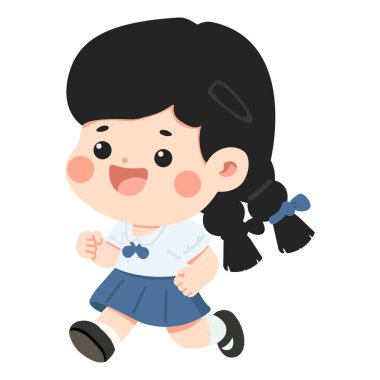 Neşeli öğrenci, yaratıcı sahne için canlı bir ruh ve neşeli bir enerji ile hızlı bir şekilde hareket ediyor.