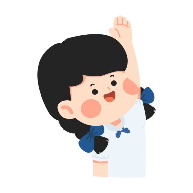 Mutlu çocuk sıcak bir gülümsemeyle el kaldırıyor neşeli bir ruh hali ve yaratıcı tasarım için hoş bir jest.