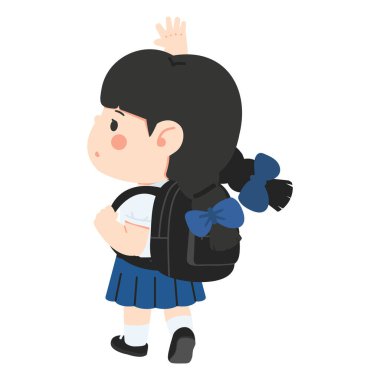 Okul çocuğu üniforma giyiyor. Sınıfta soru sormak için elini kaldırıyor.