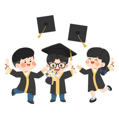 Bir grup mezun, eğitimin sertifikalarla tamamlanmasını kutluyor ve başarı ve neşe ifade eden akademik şapkalar çıkarıyorlar.