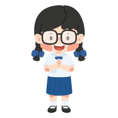 Mutlu liseli kız arkadaşça gülümseyerek, pozitifliği, kibarlığı, iletişimi, öğrenci hayatını ve eğitim ortamında neşeli etkileşimi temsil ediyor..