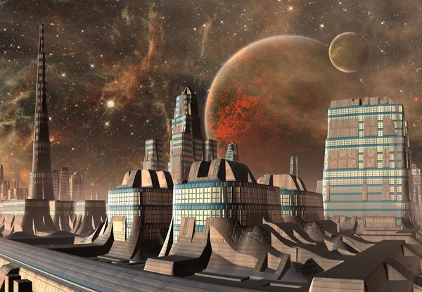 Futuristic Alien City - 3D Computer Artwork — Stock Photo, Image