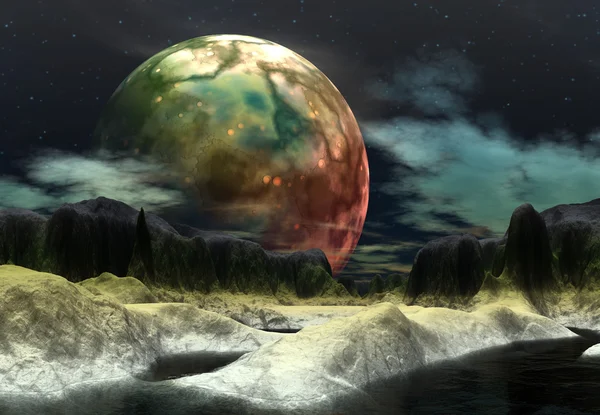 Buitenaardse planeet - Fantasy landschap — Stockfoto