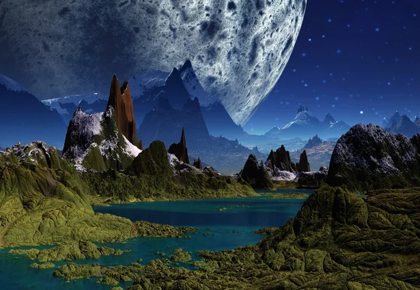 Buitenaardse planeet - Fantasy landschap — Stockfoto