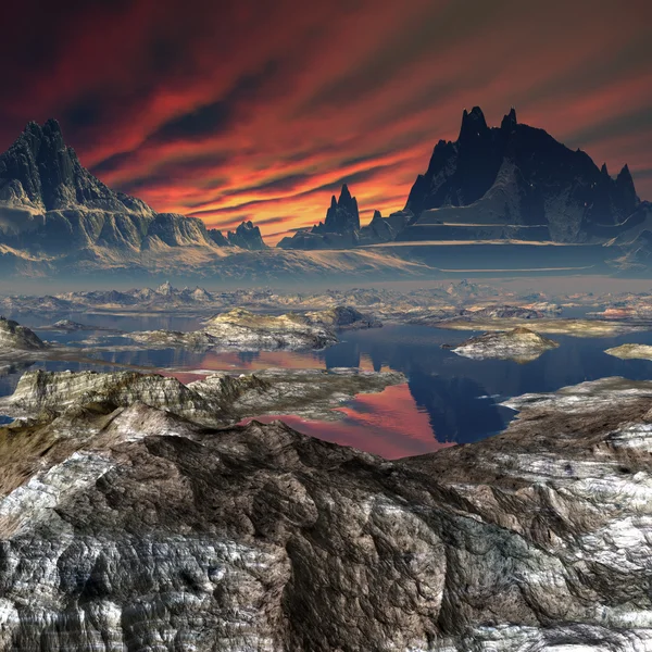 Alien Planet - Fantasy Landscape — Stock Photo, Image