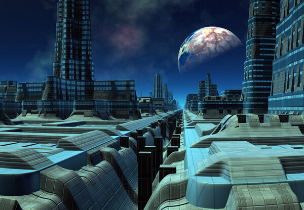 3d rendered fantasy alien city