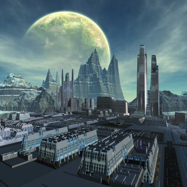 Futuristic Alien City - 3D Computer Artwork Stock Picture