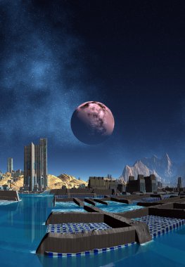 futuristik yabancı şehir - bilgisayar resmi