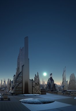 futuristik yabancı şehir - bilgisayar resmi