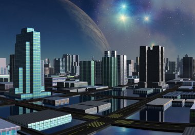 futuristik yabancı şehir - bilgisayar resmi