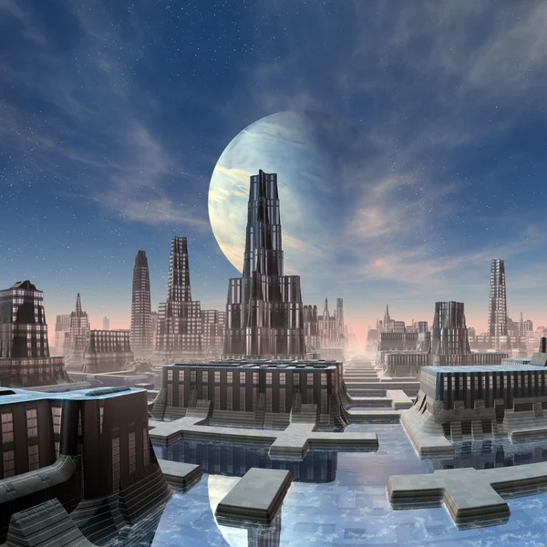 Futuristic Alien City - Computer Artwork — Stock Photo, Image