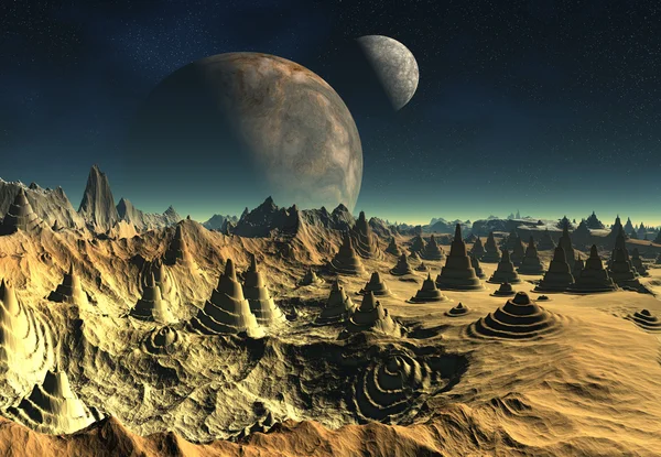 Främmande Planet - 3d återgivna landskap — Stockfoto