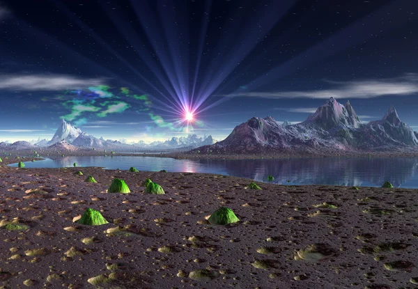 Alien Planet - 3D gerenderte Landschaft — Stockfoto