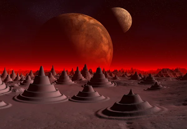 Alien Planet - 3d wytopione krajobraz — Zdjęcie stockowe