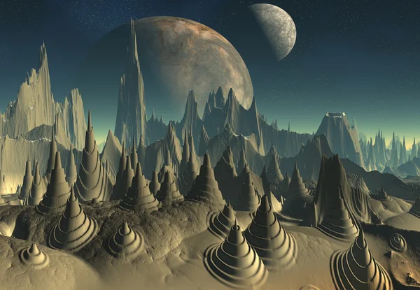 Planète étrangère - Paysage rendu 3D — Photo