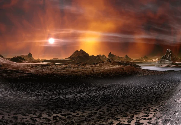 Främmande Planet - 3d återgivna landskap — Stockfoto