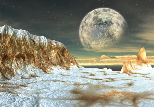 Planeta extraterrestre - Paisaje 3D renderizado — Foto de Stock