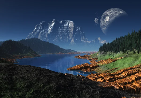 Alien Planet - 3d gesmolten landschap — Stockfoto