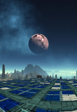 futuristik yabancı şehir - bilgisayar resmi