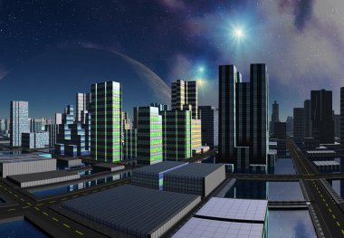 futuristik yabancı şehir - bilgisayar resmi