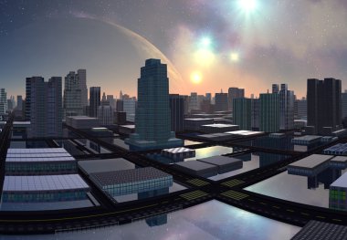 futuristik yabancı şehir - bilgisayar resmi