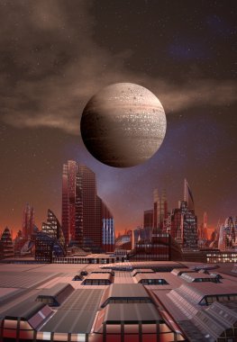 futuristik yabancı şehir - bilgisayar resmi
