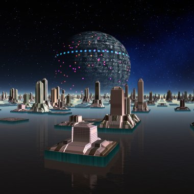 futuristik yabancı şehir - bilgisayar resmi