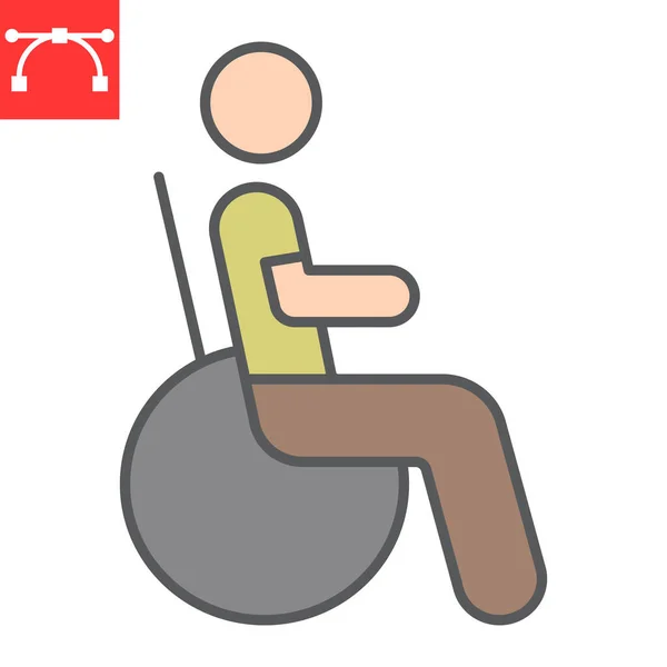 Reabled person color line icon, disability and pensioner, handicapped person sign vector graphics, editable stroke filled outline icon, eps 10. — стоковый вектор