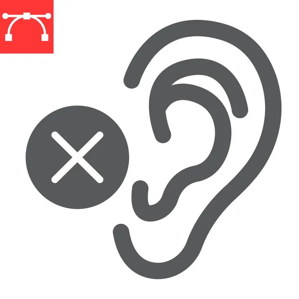 Deaf glyph icon, disability and deafness, hearing impaired sign vector graphics, editable stroke solid icon, eps 10. — Stock Vector