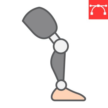 Protez bacak renk çizgisi simgesi, sakatlık ve yapay, protez bacak işaret çizelgesi grafikleri, düzenlenebilir çizgi simgesi, ep 10.