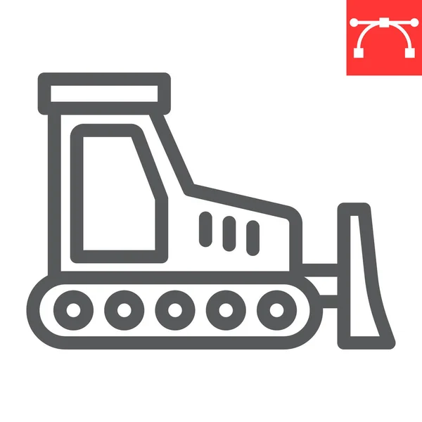 Icône de ligne de bulldozer, construction et véhicule, graphiques vectoriels de signe de bulldozer, icône linéaire modifiable de course, eps 10. — Image vectorielle