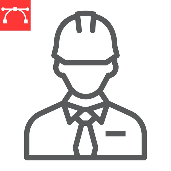 Builder line ikon, byggnadsarbetare och reparatör, ingenjör underteckna vektor grafik, redigerbar stroke linjär ikon, eps 10. — Stock vektor