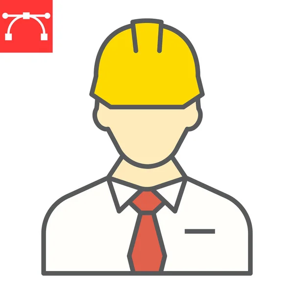 Builder color line icon, construction worker and repairman, engineer sign vector graphics, editable stroke filled outline icon, eps 10. — Stock Vector