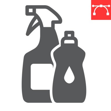 Temizlik ürünleri, kabartma simgesi, hijyen ve kimyasallar, ev temizlik ürünleri vektör grafikleri, düzenlenebilir felç katı simgesi, 10 Pound.