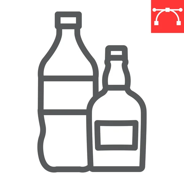 Icono de línea de bebidas, refrescos y whisky, gráficos vectoriales de signos de alcohol, ícono lineal de carrera editable, eps 10. — Vector de stock